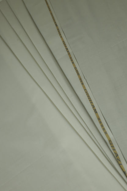 White Cotton-Polyester Unstitched Suit – 245 GSM | Sahab Jee